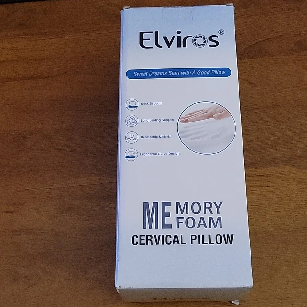 Elviros Memory Foam Cervical Pillow Queen ergonomic contour pain relief Grey New